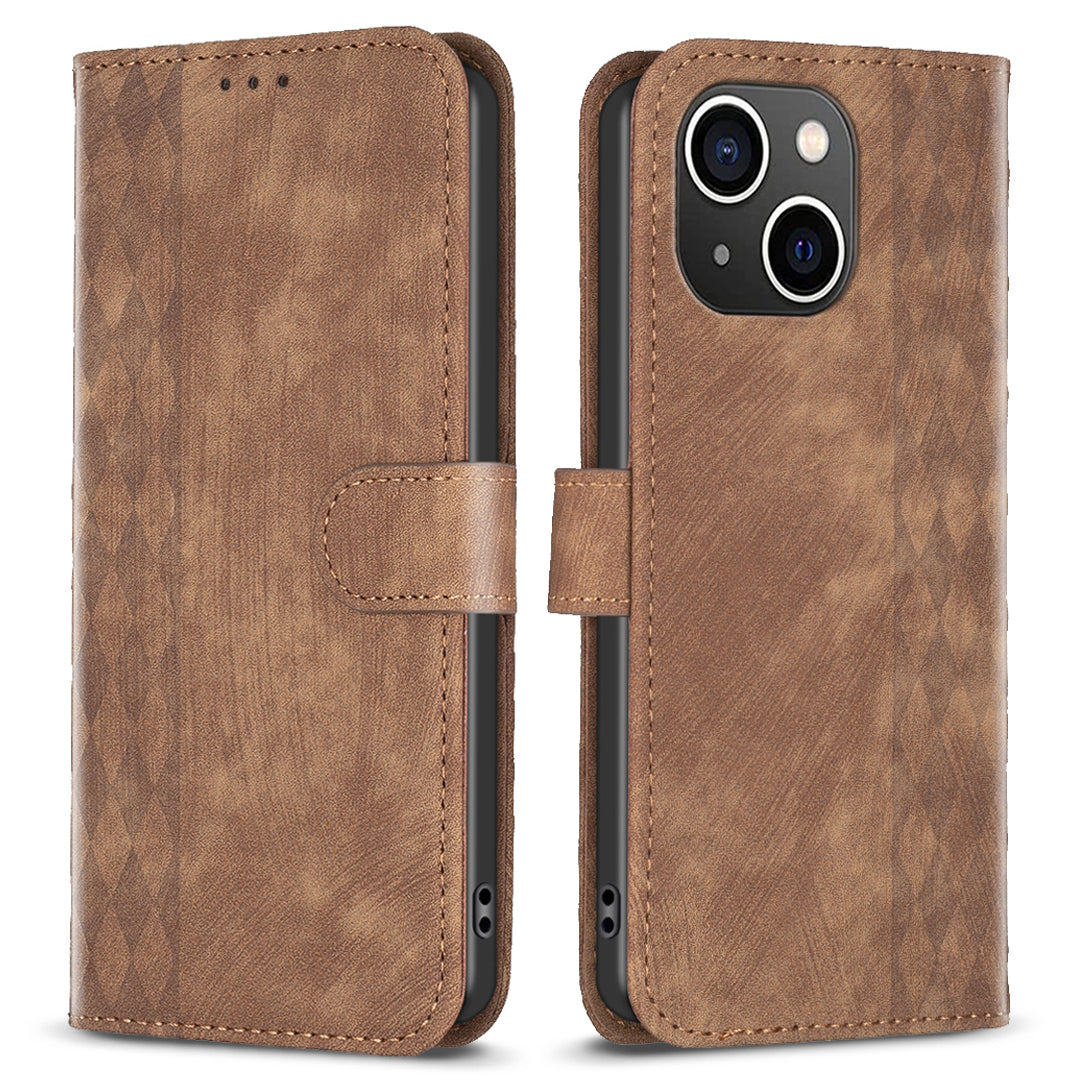 Pouzdro z PU kůže s potiskem Rhombus pro iPhone 15 odolný proti pádu Kryt peněženky na telefon Pouzdro z PU kůže s potiskem Rhombus pro iPhone 15 odolný proti pádu Kryt peněženky na telefon
